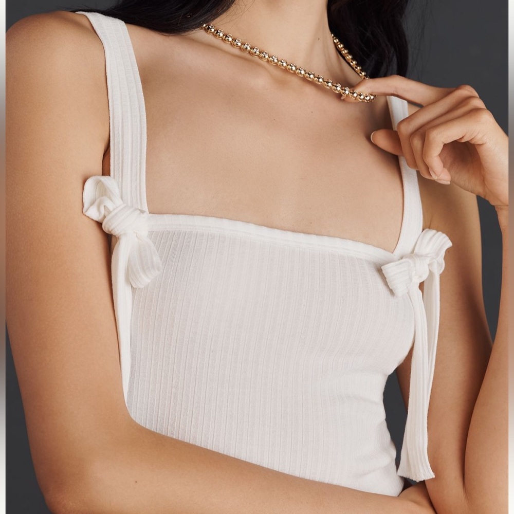 Anthropologie Ribbed Bow Knit Tank Top Size XL - Picture 3 of 3
